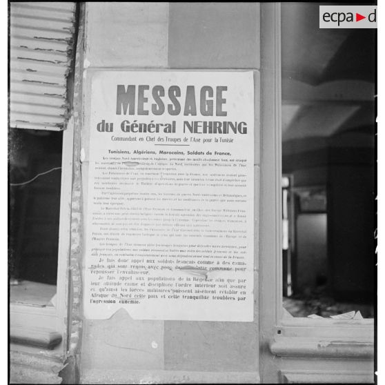 Affiche du général allemand Nehring demandant aux populations civiles et militaires de se battrent contre les Alliés.