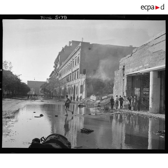 A Rome, la rue de la Porta Maggiore en partie inondée.