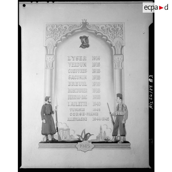 Tableau mentionnant les différents champions de tir de l'unité.