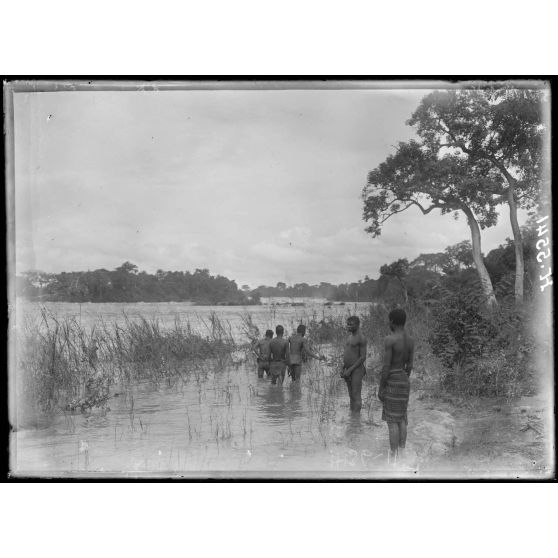 Route de Yaoundé à Yoko. Chutes de Nachtigal sur la Sanaga : chute de gauche. [légende d'origine]