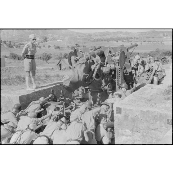 Exercice de déplacement d'une pièce de DCA de 8,8 cm FlaK.