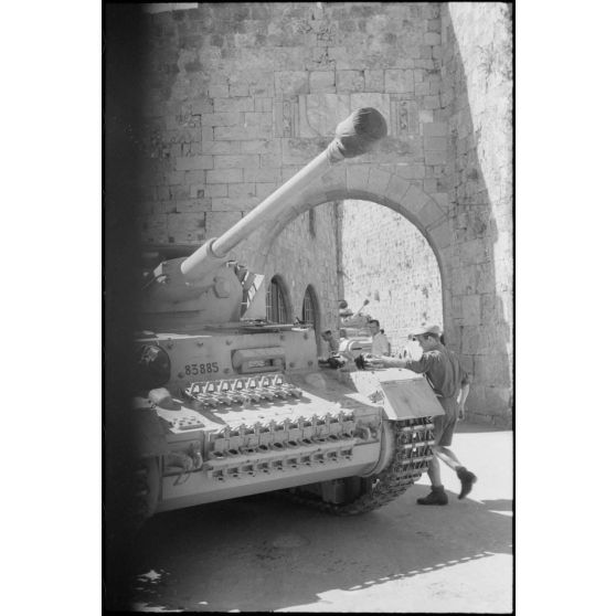 Des blindés allemandes Panzer IV Ausf G. sur l'île de Rhodes.