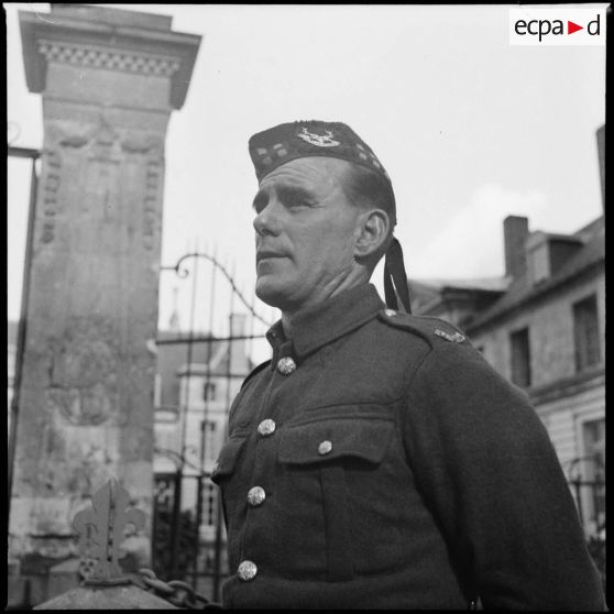 Portrait d'un soldat écossais du Seaforth Highlanders, régiment de la British expeditionary force (BEF).