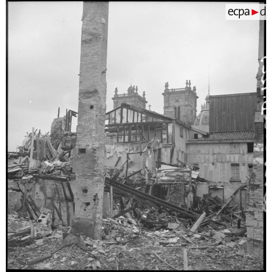 Plan général des ruines du centre-ville de Vitry-le-François après les bombardements allemands.