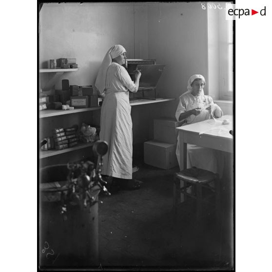 [Deux infirmières dans un laboratoire.]