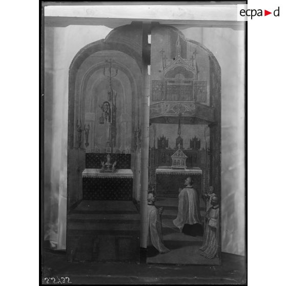 [Panneaux de bois peints.]