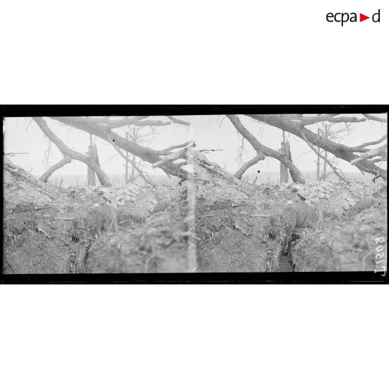 En Argonne. Au Ravin Vert. Une tranchée. [légende d'origine]