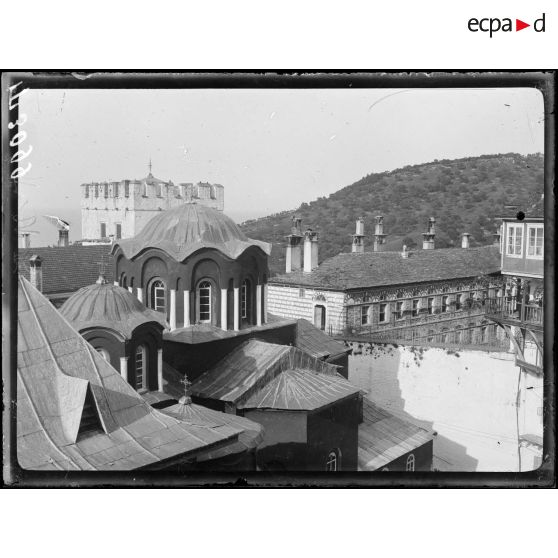Mont Athos. Monastère de Vatopédie. Dôme et Tour. [légende d'origine]