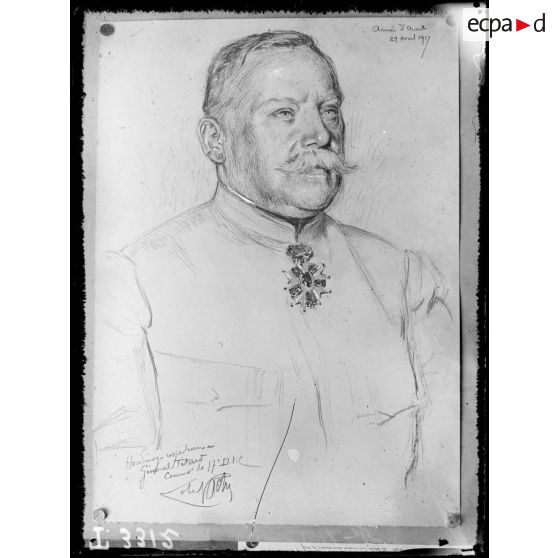 Salonique. Le général Tétard commandant la 17e DIC. Dessin de Lobel-Riche. [légende d'origine]