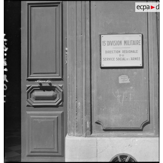 L'entrée de la direction régionale du Service social de l'armée qui dépend de la 15e division militaire à Marseille.