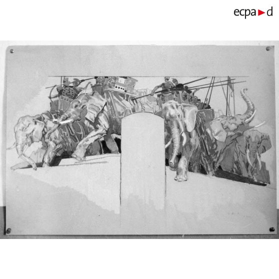 Esquisse de l'artiste-peintre alsacien René Kuder.