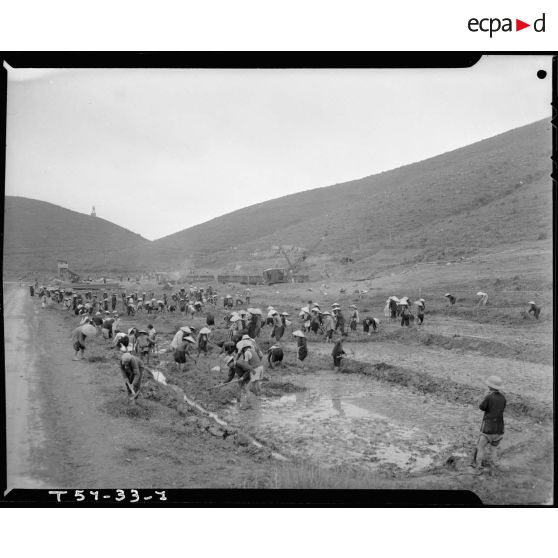 Construction du terrain d'aviation de Kien An.