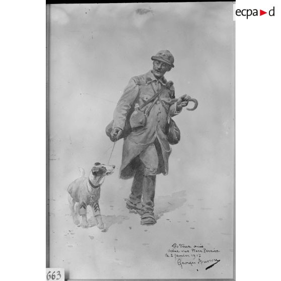 Paris, musée Leblanc. « Les deux amis » par Busson. [légende d'origine]