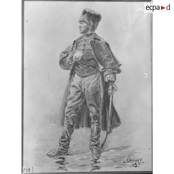 Paris, musée Leblanc. « Cavalier belge blessé» par Jamort. [légende d'origine]