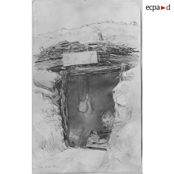 Paris, musée Leblanc. « Le savetier du 117e Territorial » par Georges-Victor Hugo. [légende d'origine]