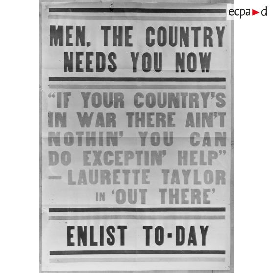 Paris. Musée Leblanc. Affiche américaine, enrôlement. [légende d'origine]