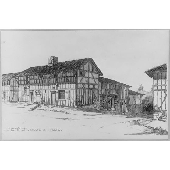 Reproduction de documents pour les Beaux-Arts. / Paris. Galerie de la rue de la Ville-l'Evêque. Concours pour la reconstruction d'habitations rurales, dans les départements envahis. Maisons en Lorraine. [légende d’origine]