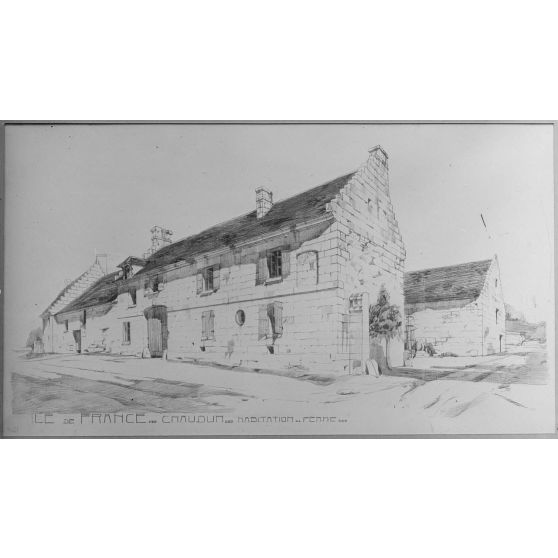 Reproduction de documents pour les Beaux-Arts. / Paris. Galerie de la rue de la Ville-l'Evêque. Concours pour la reconstruction d'habitations rurales, dans les départements envahis. Habitations de l'Ile-de-France. [légende d’origine]