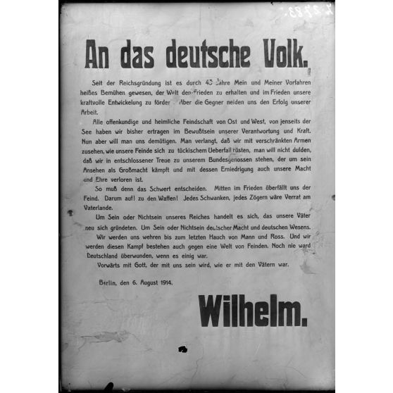 Paris, 6 avenue Malakoff. Musée franco-américain. Affiche allemande. "An das Deutsche Volk". [légende d'origine]