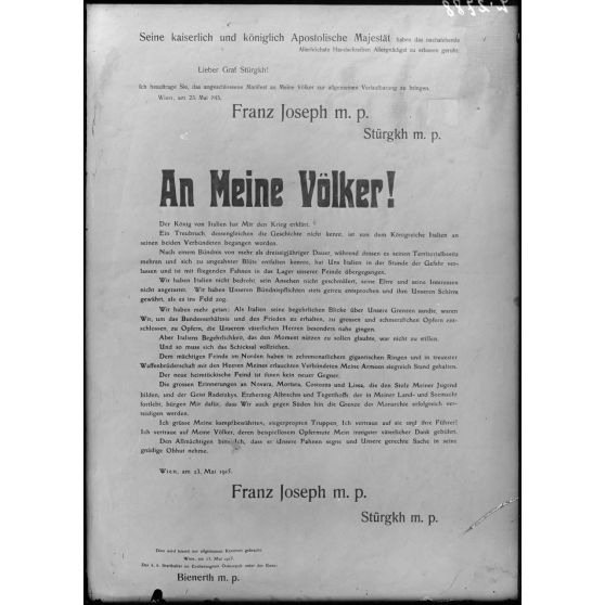 Paris, 6 avenue Malakoff. Musée franco-américain. Affiche autrichienne. An Meine Volker ! [légende d’origine]