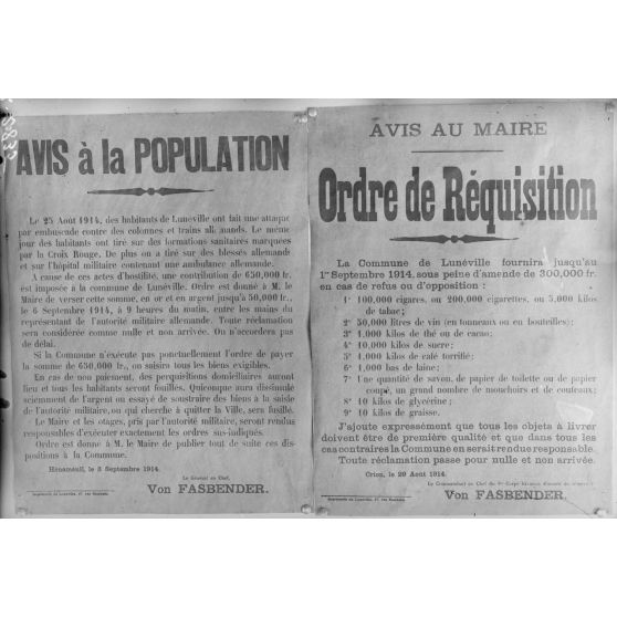 Paris, 6 avenue Malakoff. Musée Leblanc. Affiche allemande à Lunéville. [légende d’origine]