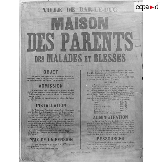 Paris. Musée Leblanc. Affiches. Affiche à Bar-le-Duc. [légende d’origine)