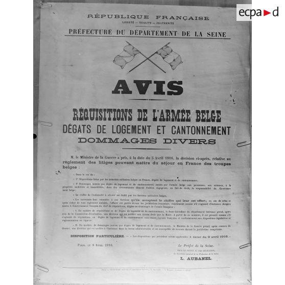 Paris. Musée Leblanc. Affiches. Réquisitions belges. [légende d’origine]