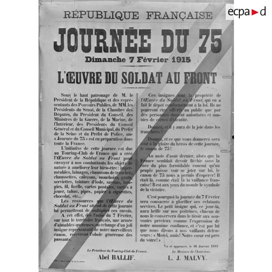 Paris. Musée Leblanc. Affiches. La journée du 75 à Paris. [légende d’origine]