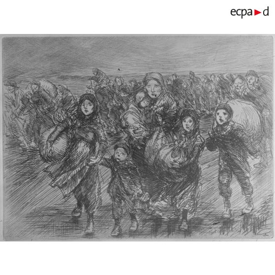 Paris. Musée Leblanc. Evacués, par Steilen. [légende d'origine]