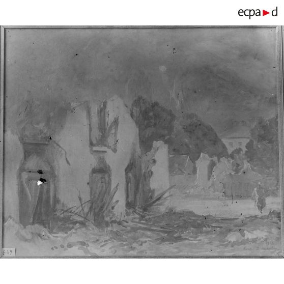 Paris. Musée Leblanc. Senlis, septembre 1914, par Dumoulin. [légende d'origine]