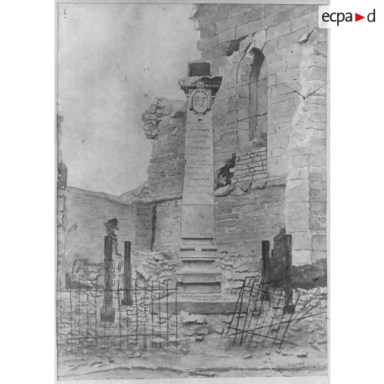 Paris. Musée Leblanc. Colonne commémorative de Bétheny (souvenir de la revue passée en 1902 en présence de Nicolas II) par Mouret. [légende d'origine]