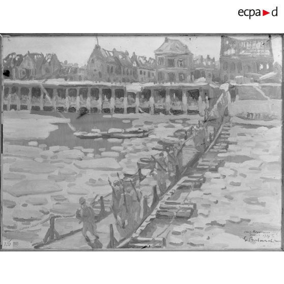 Paris. Musée Leblanc. L'Yser gelé à Nieuport. [légende d'origine]