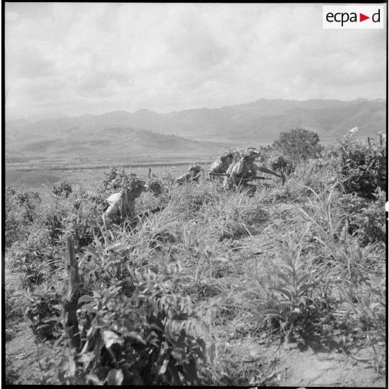 Entraînement de progression dans les broussailles pour le 3e bataillon du 21e RIC.