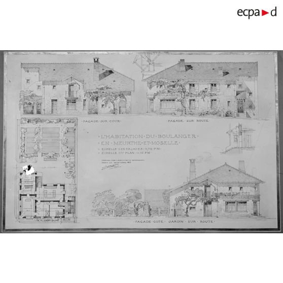 Paris Trocadéro. Projets d'habitations rurales. Boulangerie en Meurthe et Moselle. [légende d'origine]