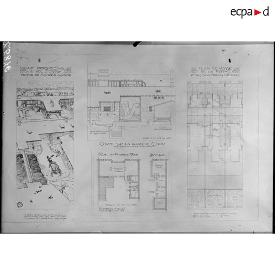 Paris Arts Décoratifs. Projets de reconstruction des habitations rurales. Ferme de moyenne culture (Meuse). [légende d'origine]