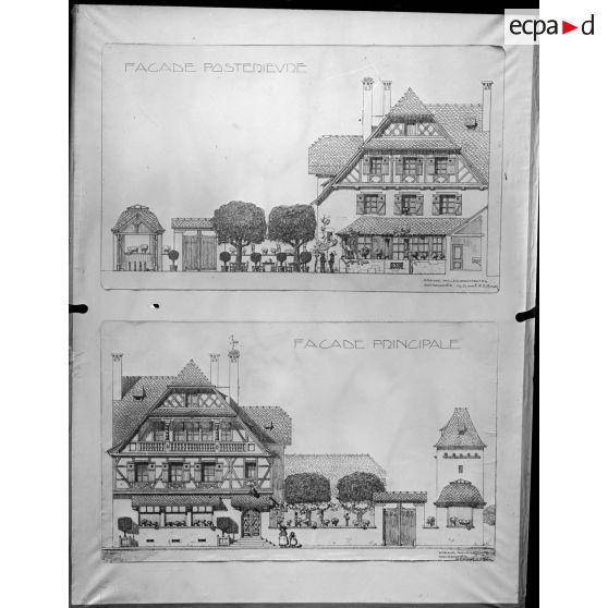 Paris Arts Décoratifs. Projets de reconstruction des habitations rurales. Maison en Alsace. [légende d'origine]