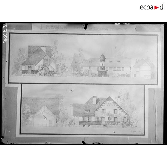 Paris Arts Décoratifs. Projets de reconstruction des habitations rurales. Ferme de moyenne culture (Nord). [légende d'origine]