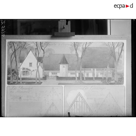 Paris Arts Décoratifs. Projets de reconstruction des habitations rurales. Ferme de moyenne importance isolée. [légende d'origine]