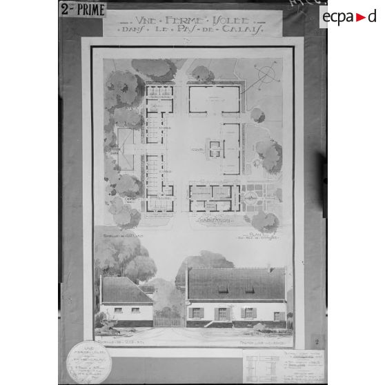 Paris Arts Décoratifs. Projets de reconstruction des habitations rurales. Ferme de moyenne importance isolée. [légende d'origine]