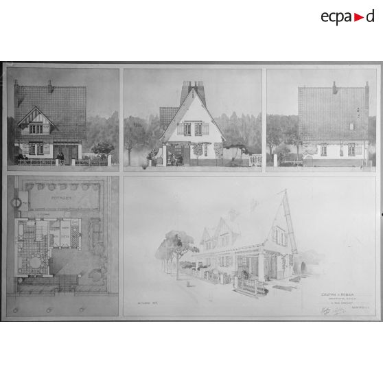 Paris Arts Décoratifs. Projets de reconstruction des habitations rurales. Maison pour l'ouvrier d'usine. [légende d'origine]