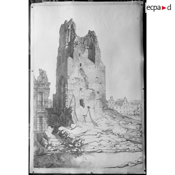 Paris, 35 rue de Valois. Dessins de M. Ventre. Arras, le beffroi. [légende d'origine]