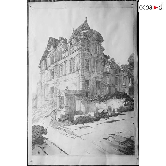 Paris, 35 rue de Valois. Dessins de M. Ventre. Plessis-de-Roye (Oise). Ruines du château. [légende d'origine]
