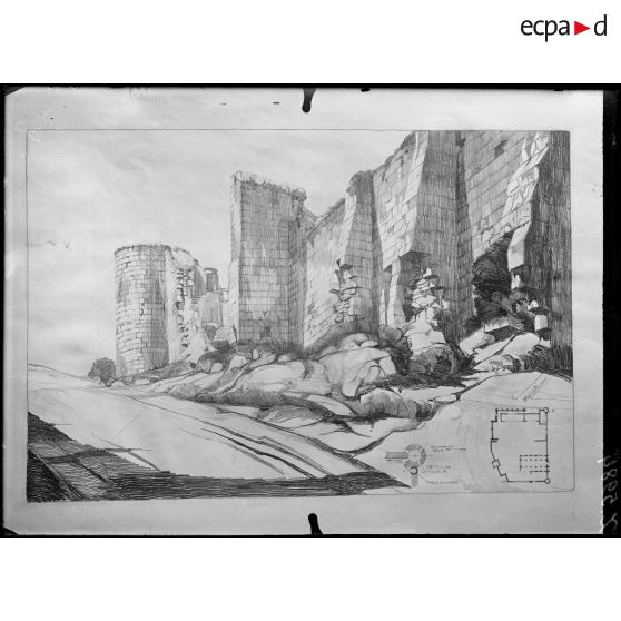 Paris, 35 rue de Valois. Dessins de M. Ventre. La ferme de Confrécourt (Aisne). [légende d'origine]