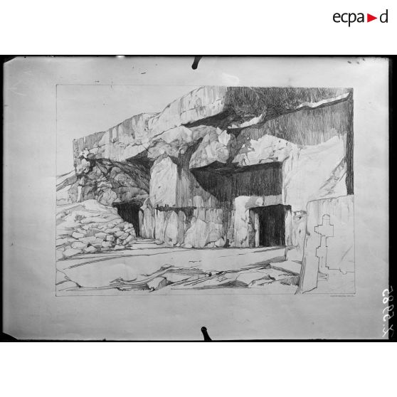 Paris, 35 rue de Valois. Dessins de M. Ventre. Région de Quennevières, carrières dites du Martinet. [légende d'origine]