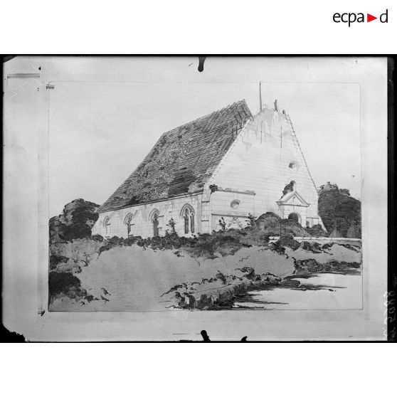 Paris, 35 rue de Valois. Dessins de M. Ventre. Cannectancourt, l'église. [légende d'origine]