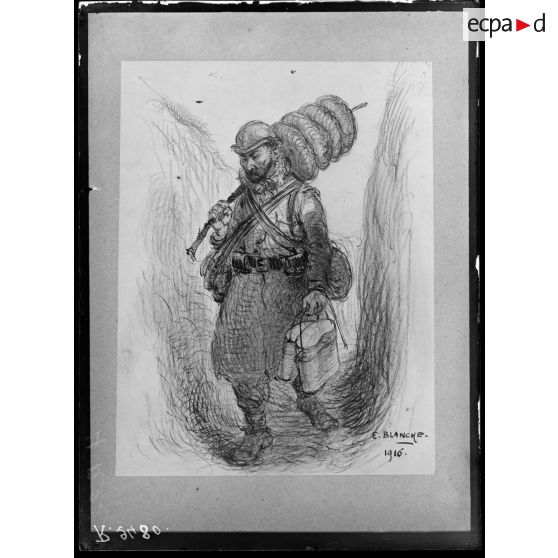 Paris. Salon des Armées. Corvée de soupe, de Blanche. [légende d'origine]