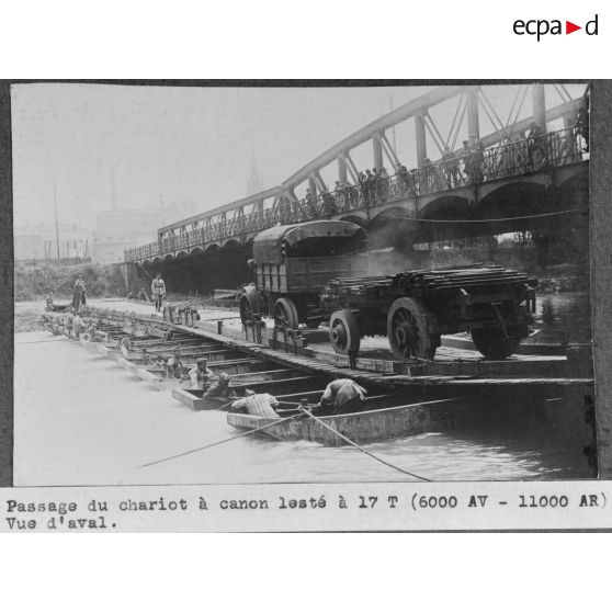 Passage du chariot à canon lesté à 17 tonnes (6000 AV - 11000 AR). Vue d'aval. [légende d'origine]