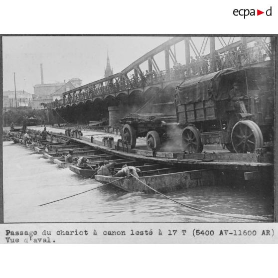 Passage du chariot à canon lesté à 17 tonnes (5400 AV - 11600 AR). Vue d'aval. [légende d'origine]