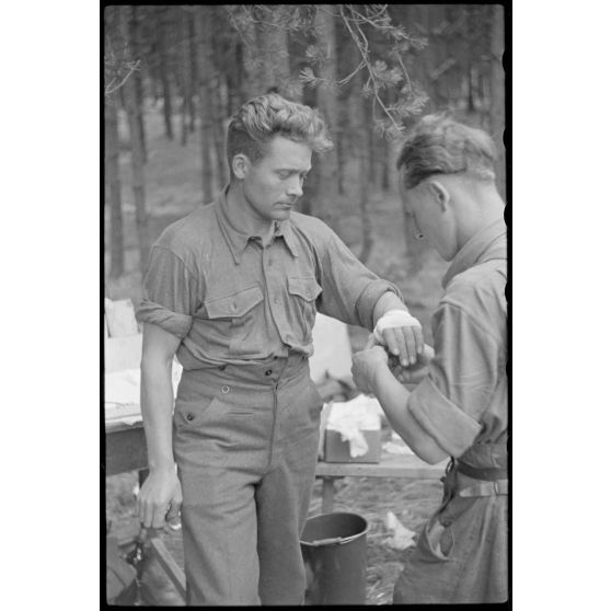 Des blessés allemands peu après la bataille de Vilnius.