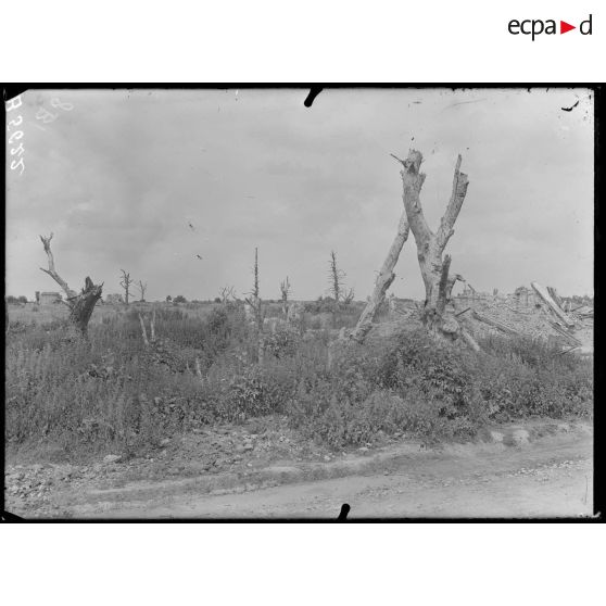 Quennevi&#xE8;res&#x20;&#x28;Oise&#x29;.&#x20;Etat&#x20;de&#x20;la&#x20;ferme,&#x20;vue&#x20;prise&#x20;de&#x20;la&#x20;route&#x20;de&#x20;Tracy-le-Mont.&#x20;&#x5B;l&#xE9;gende&#x20;d&#x27;origine&#x5D;